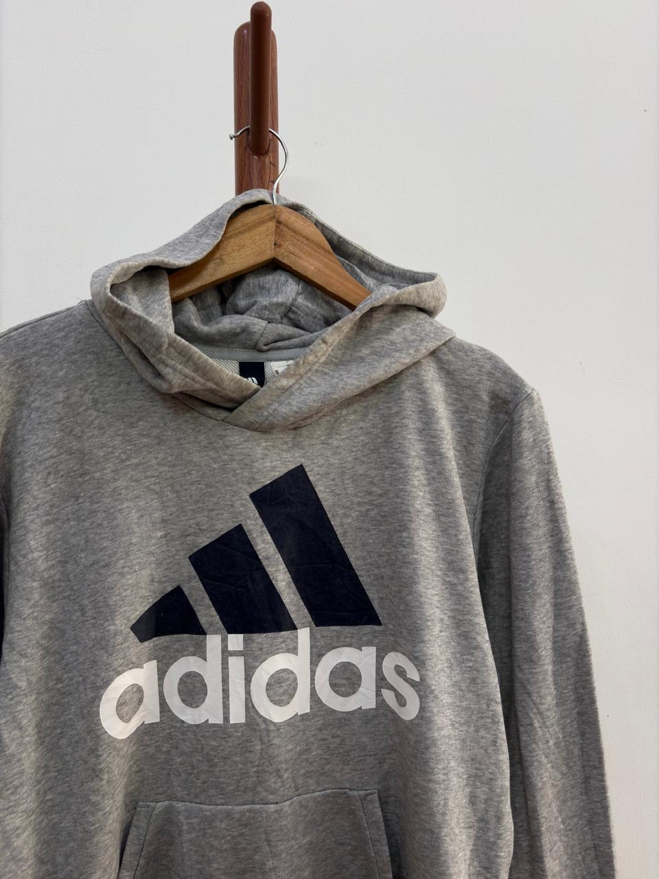 Grey 'Adidas' Big Logo Hoodie