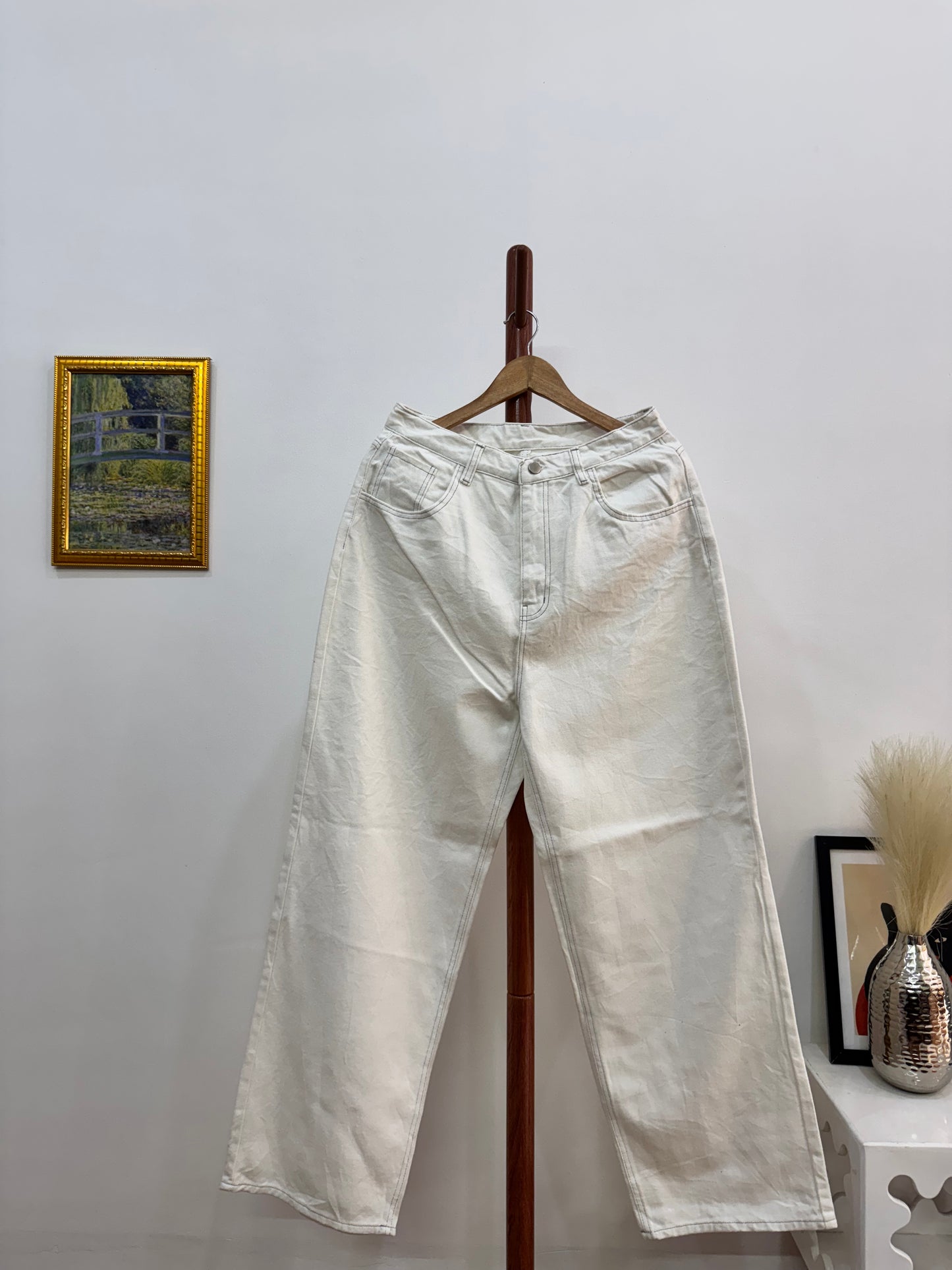 White Denim Straight Baggy Fit Denim