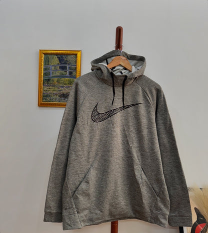 Grey Nike Big Swoosh Dri-Fit Hoodie