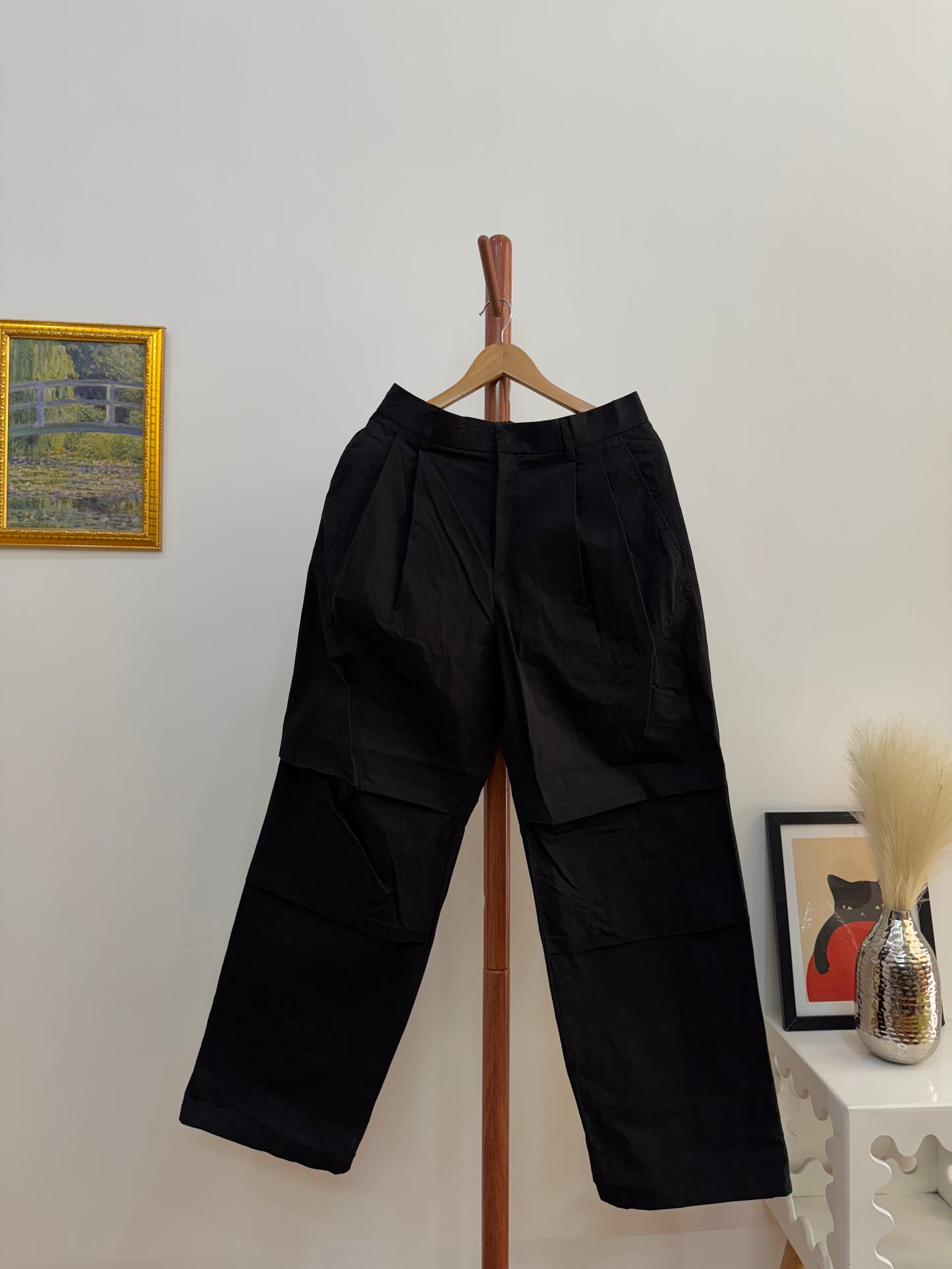 Black ‘FABRÉGAT’ Baggy Pleated Parachute Style Trouser