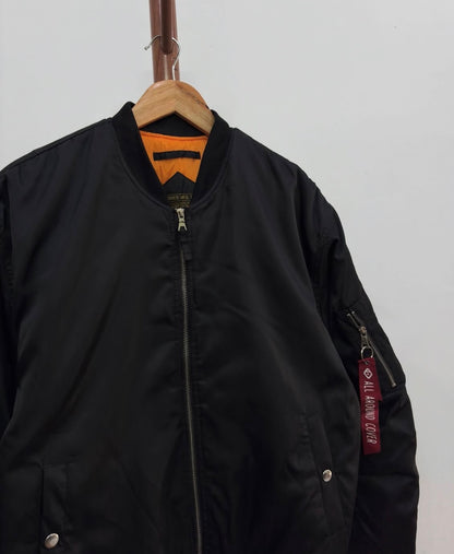 Black 'ACOVER ' MA1 Thick Oversize Jacket
