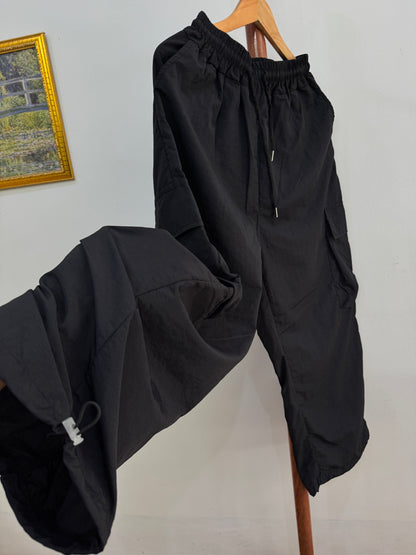 Black Baggy Parachute Pant