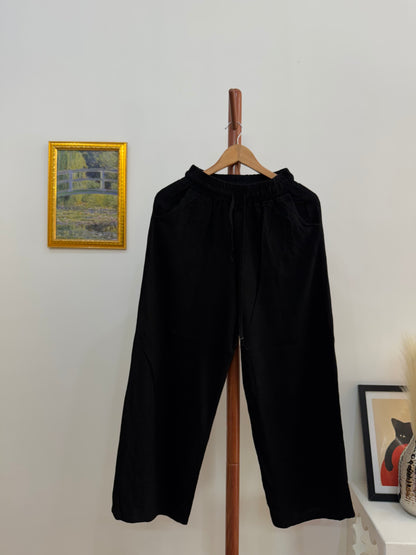 Black Linen Wide Leg Unisex Trouser