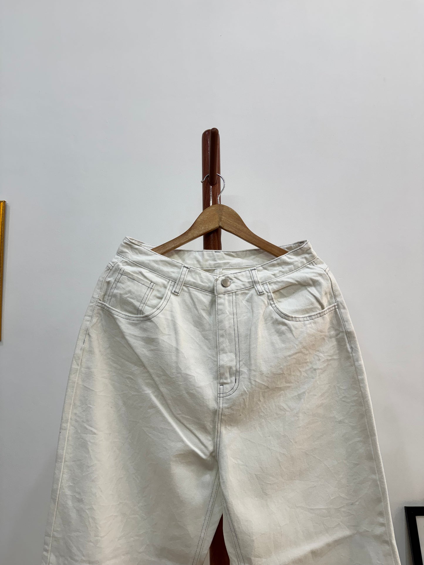 White Denim Straight Baggy Fit Denim