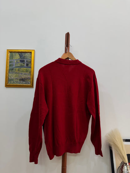 Vintage Red Collared Knitted Sweater