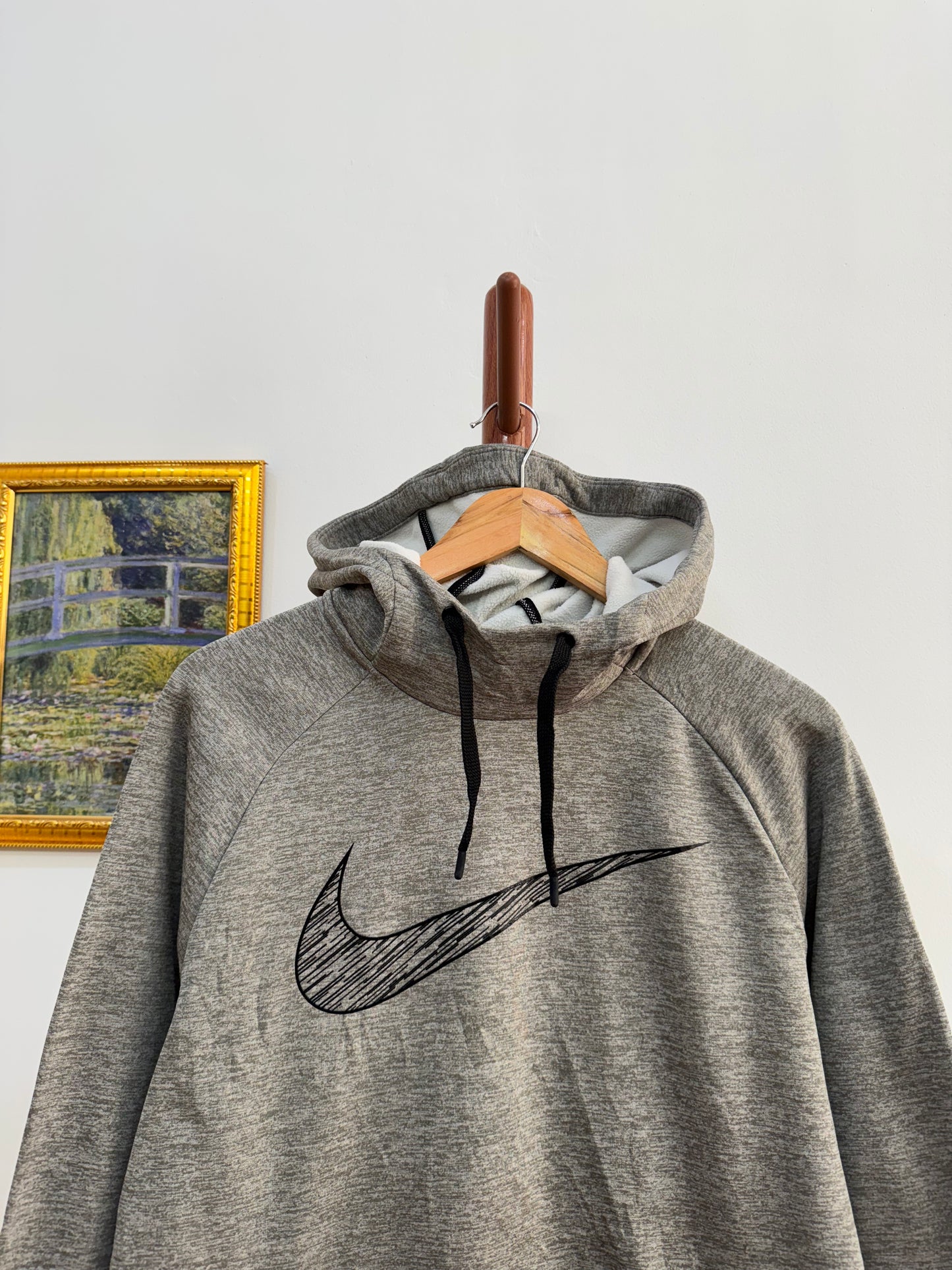 Grey Nike Big Swoosh Dri-Fit Hoodie