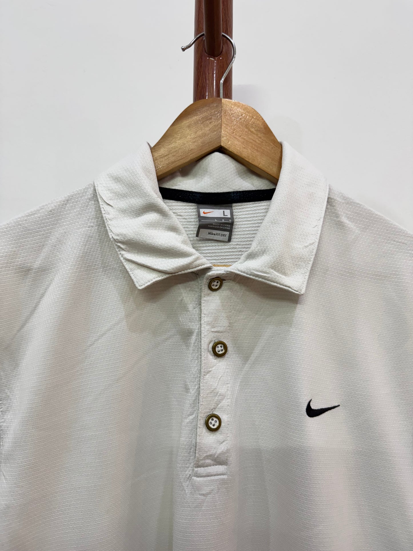 White @nike Polo Dri-Fit Tee