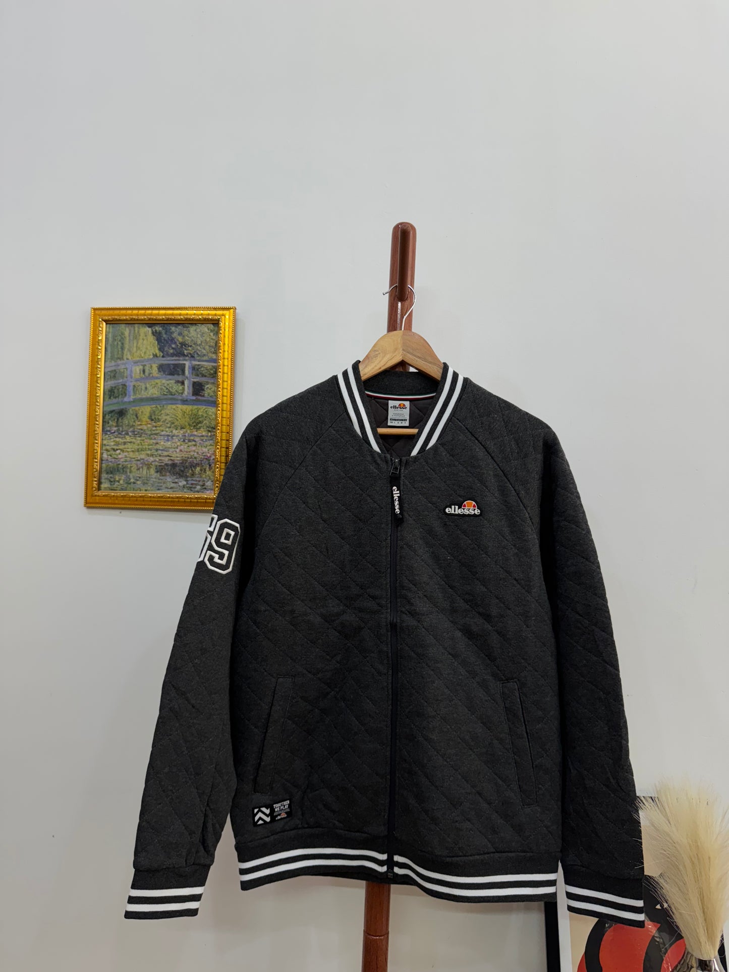 Grey ‘ELLESSE’ Quilted Bomber Jacket