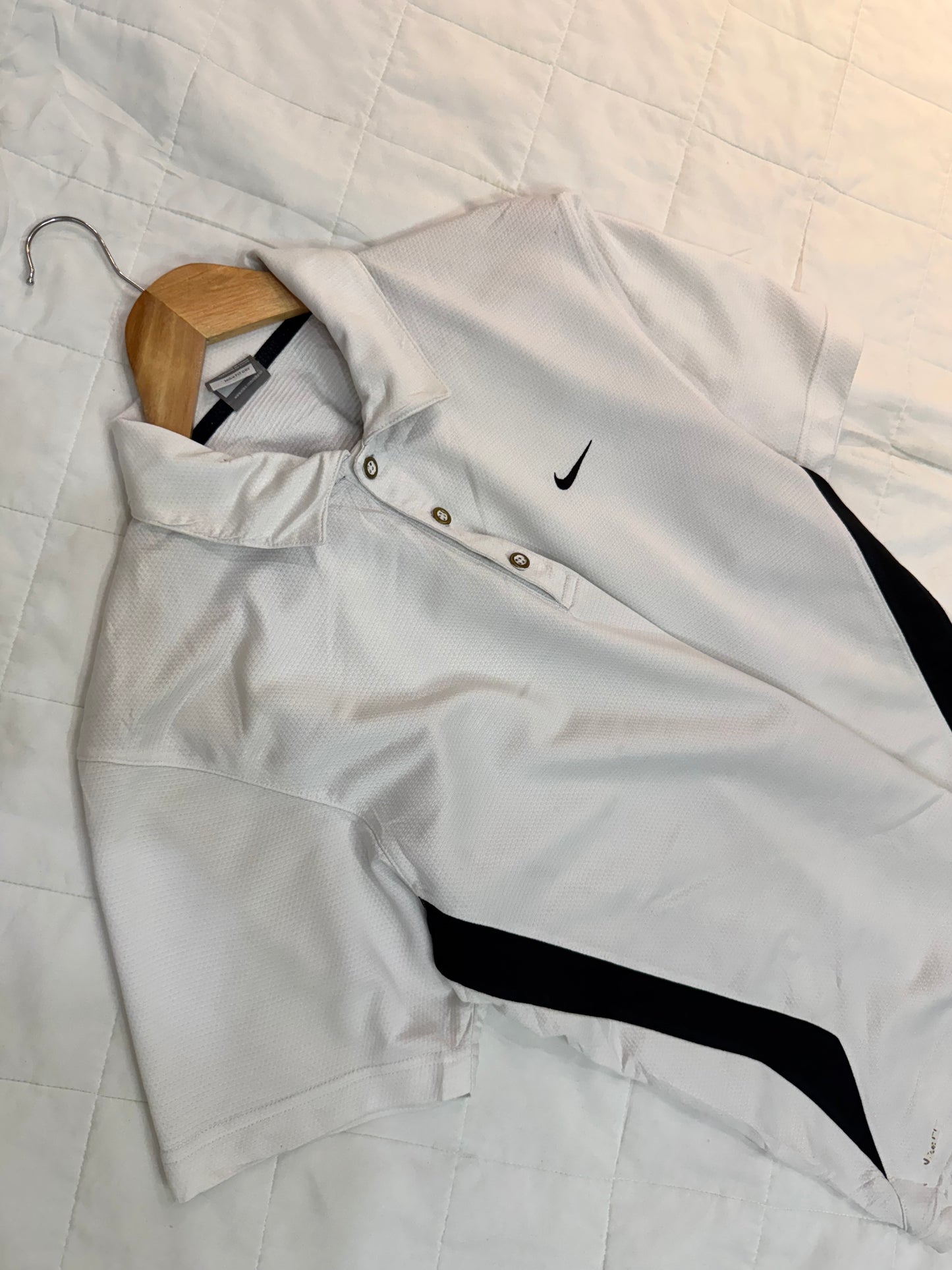 White @nike Polo Dri-Fit Tee