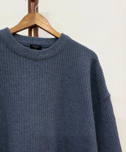 'Takeiteasy ' Ribbed Thick Knitted Sweater