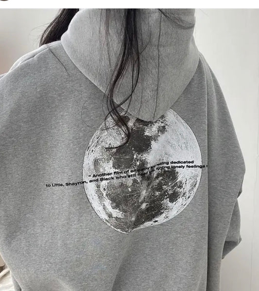 'MOON 🌙' Oversize Grey Hoodie
