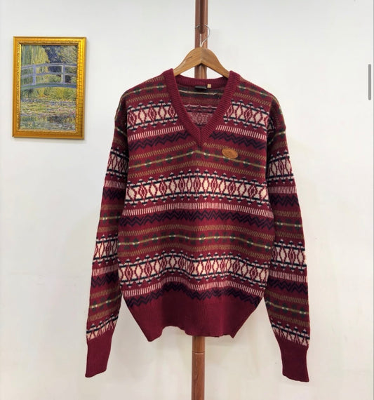 Vintage Red Aztec Multicoloured Knit