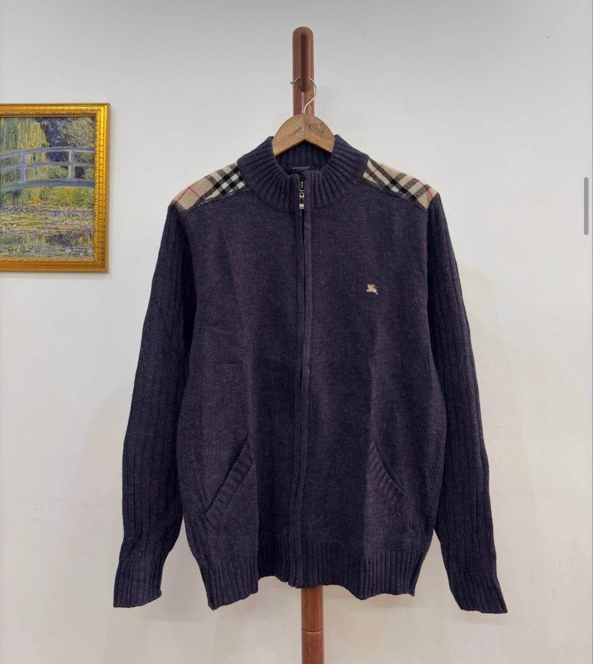 Vintage Burberry Zipper Knitted Sweater