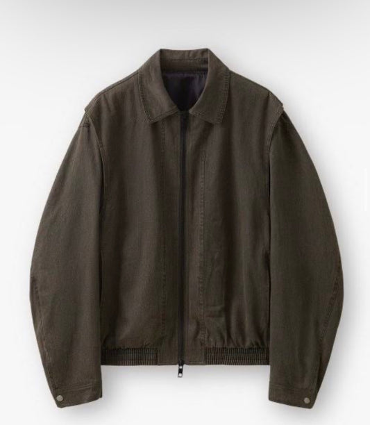 Lafudgestore Buffing Leather Crack Zip-Up Jacket