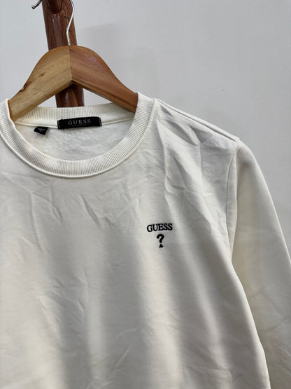 White ‘Guess’ Classic Embroidered Crewneck