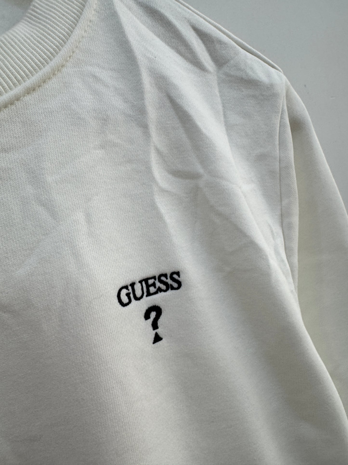 White ‘Guess’ Classic Embroidered Crewneck