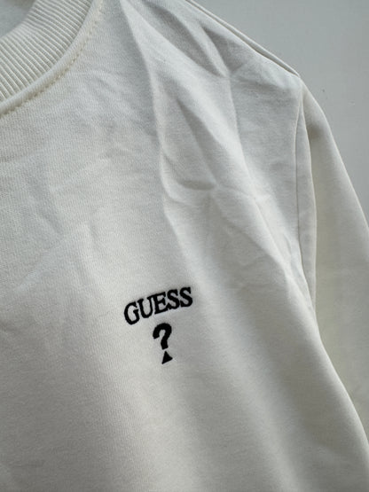 White ‘Guess’ Classic Embroidered Crewneck