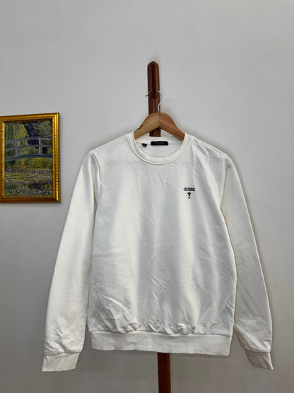 White ‘Guess’ Classic Embroidered Crewneck