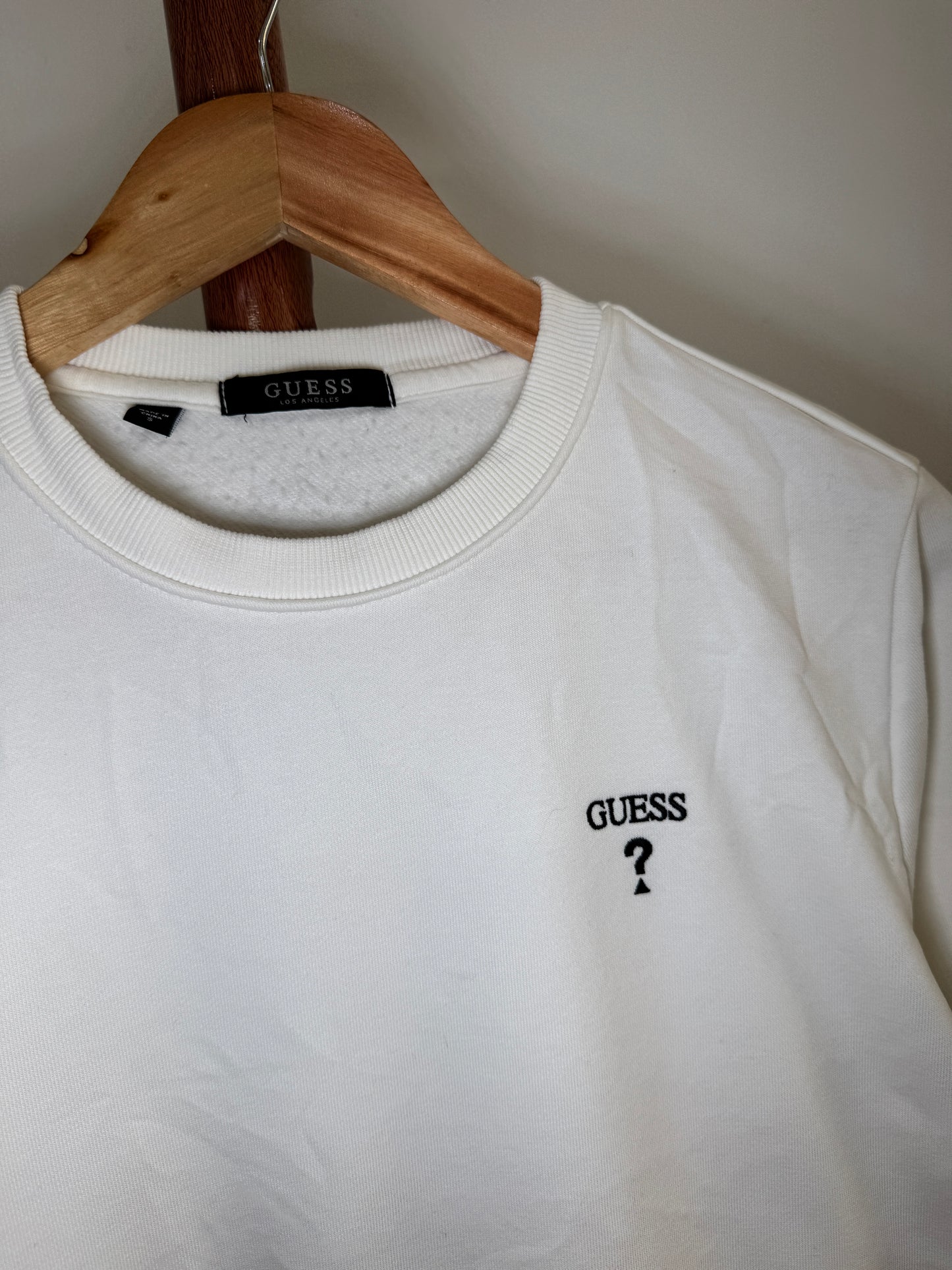 White ‘Guess’ Classic Embroidered Crewneck