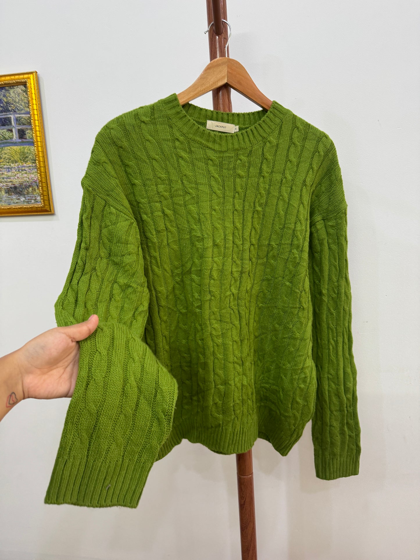 Green Cableknit Sweater