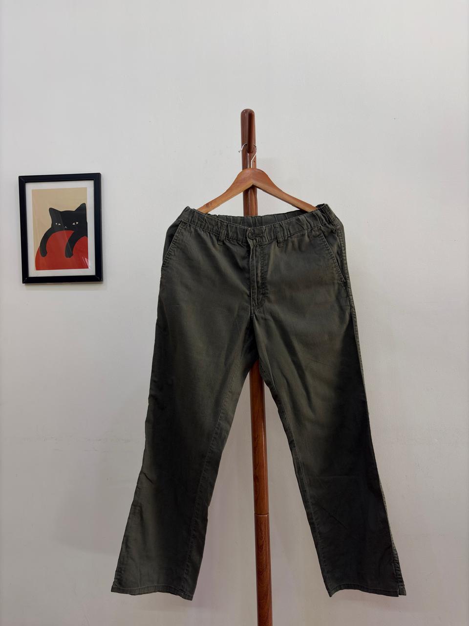 Olive Green Uniqlo Linen Trouser