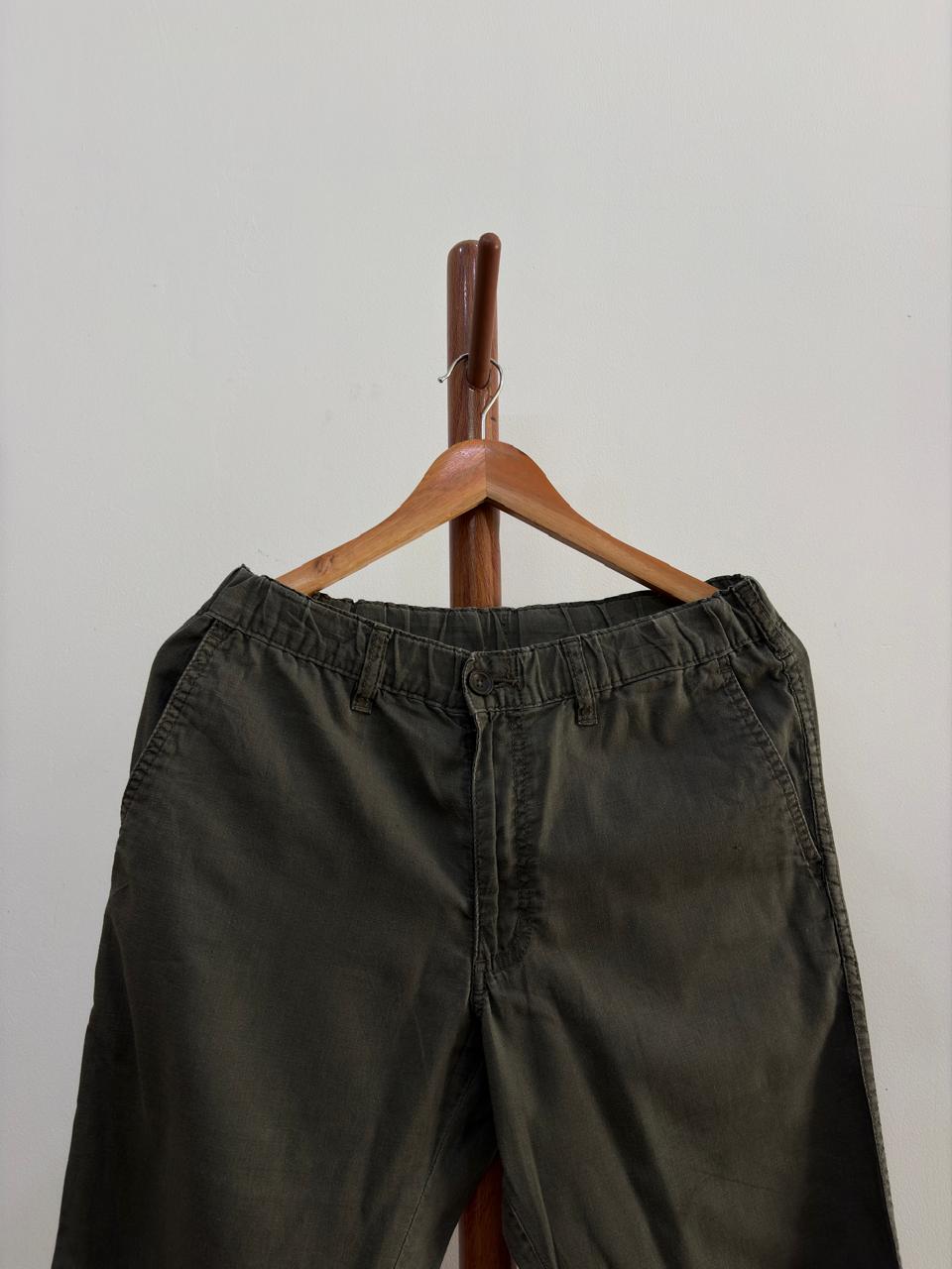 Olive Green Uniqlo Linen Trouser
