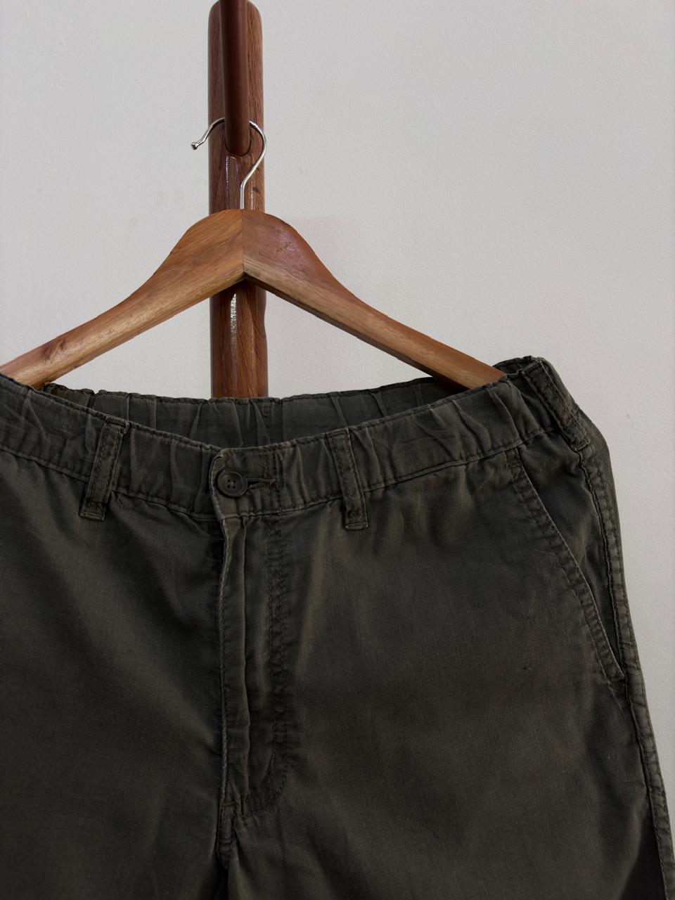 Olive Green Uniqlo Linen Trouser