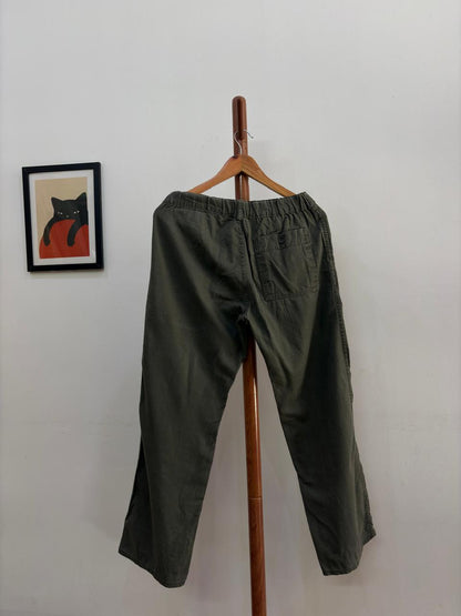 Olive Green Uniqlo Linen Trouser