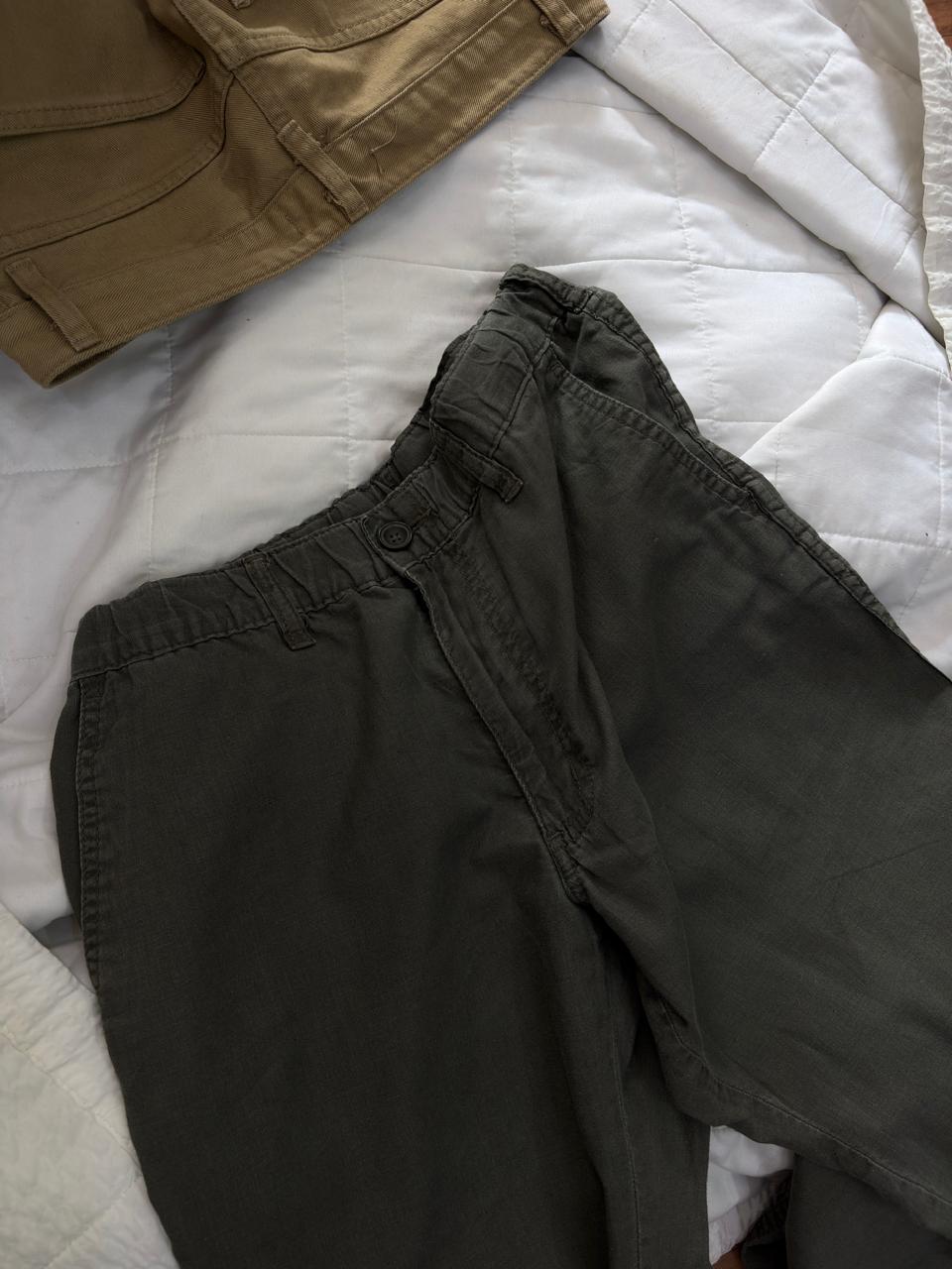 Olive Green Uniqlo Linen Trouser