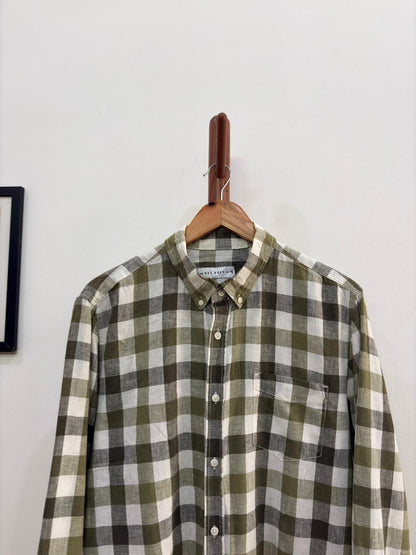 Green Checkered Linen Blend Shirt