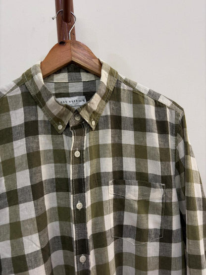 Green Checkered Linen Blend Shirt