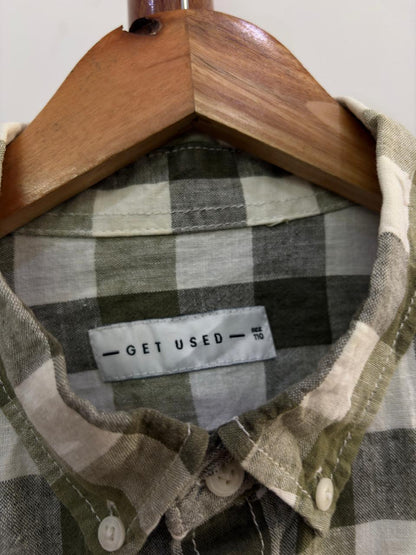 Green Checkered Linen Blend Shirt