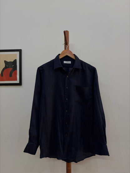 Uniqlo Navy Blue Linen Blend Shirt