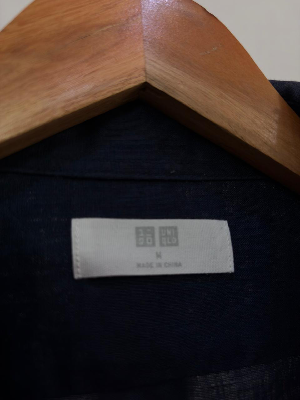 Uniqlo Navy Blue Linen Blend Shirt