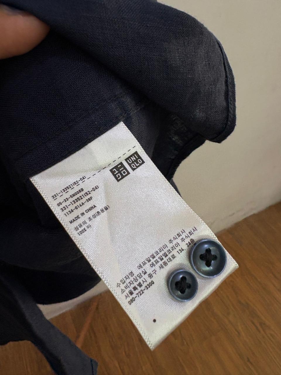 Uniqlo Navy Blue Linen Blend Shirt
