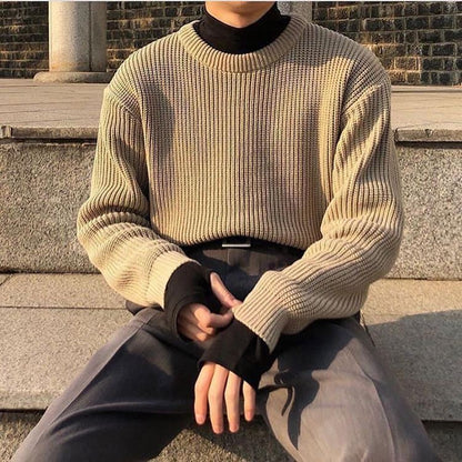 SPAO' Brown Ribbed Knitted Oversize Sweater
