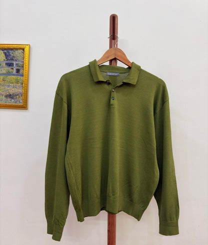 Green  Soft Knitted  Buttoned up  Knit