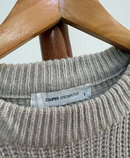 Beige Ribbed Knitted Sweater