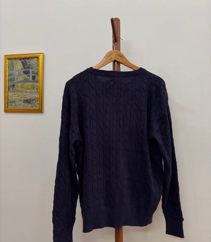 Navy 'USPA' Cableknit Sweater