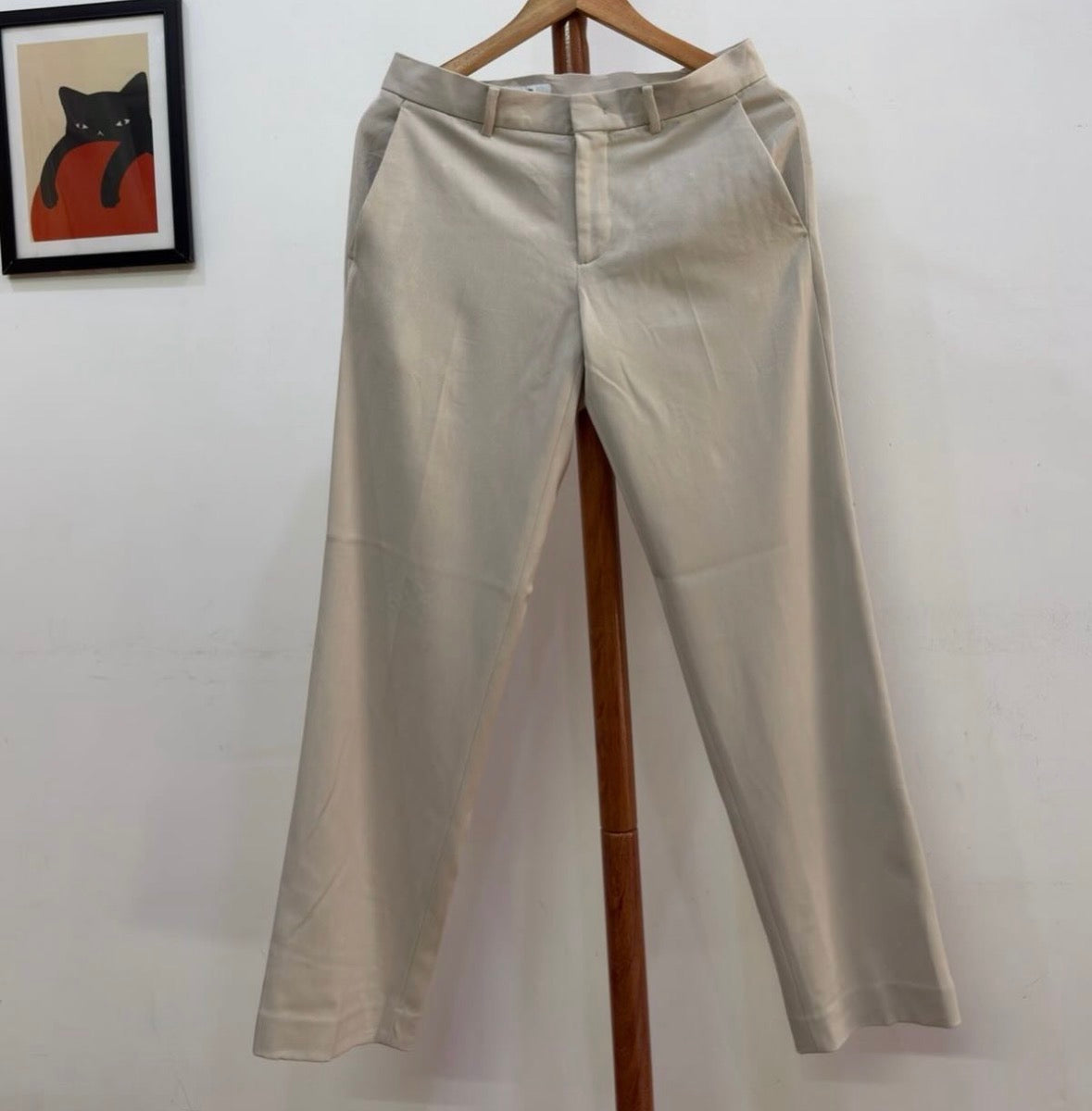 Beige '8seconds' Tailored Fit Korean Trouser