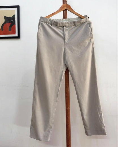 Beige 'LAINE' Tailored Fit Korean Trouser