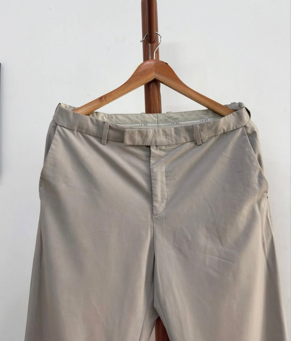 Beige 'LAINE' Tailored Fit Korean Trouser