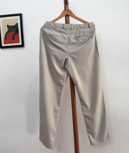 Beige 'LAINE' Tailored Fit Korean Trouser