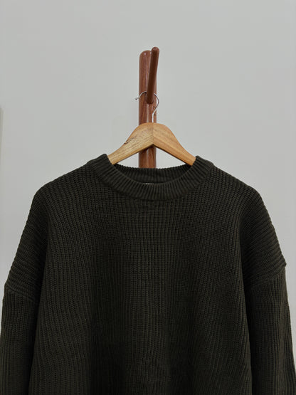 KIRIN' Thick Green Ribbed Knit Sweater