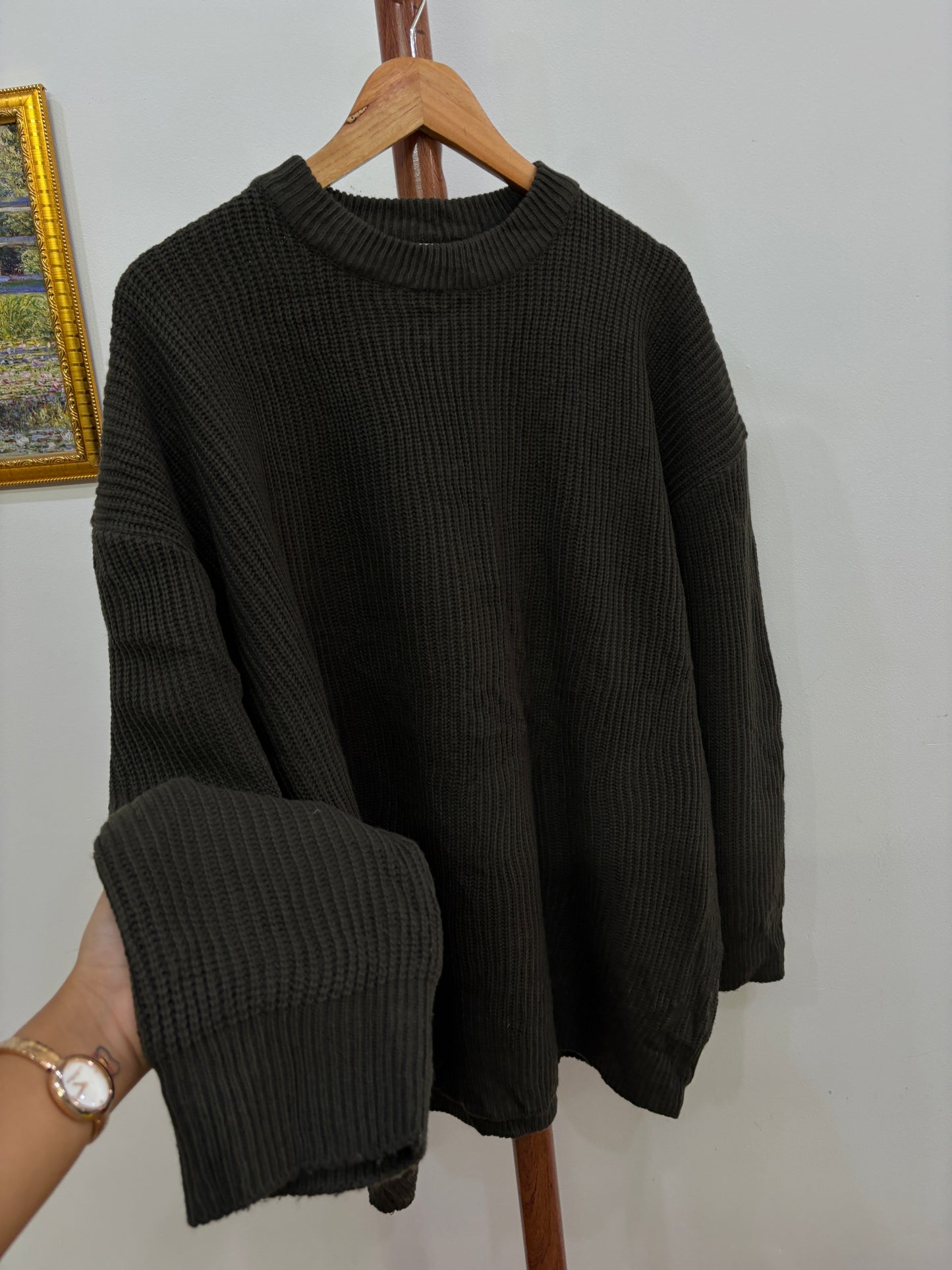 KIRIN' Thick Green Ribbed Knit Sweater