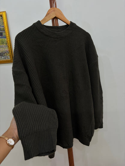 KIRIN' Thick Green Ribbed Knit Sweater