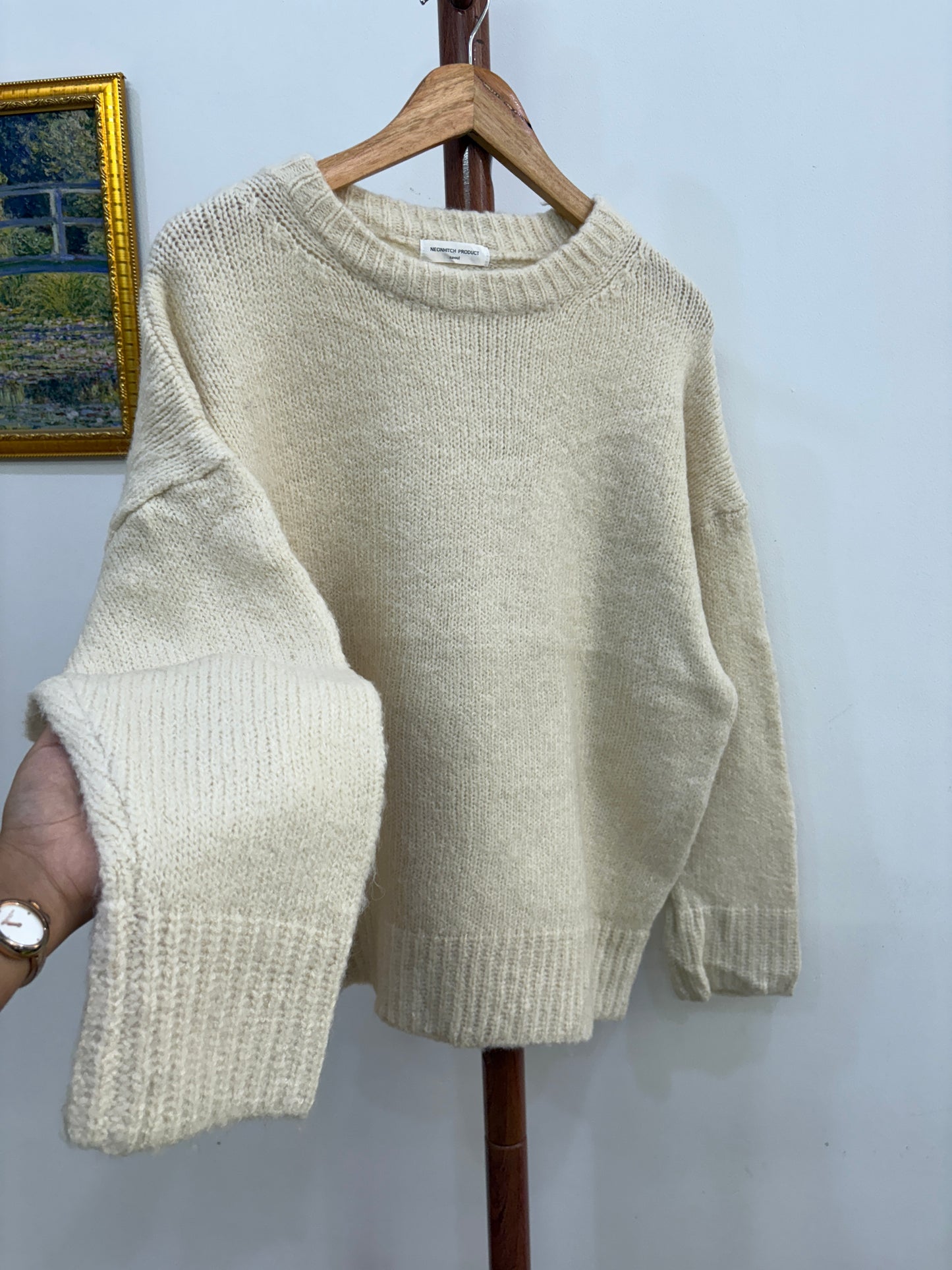 Creme Fuzzy Oversize Sweater