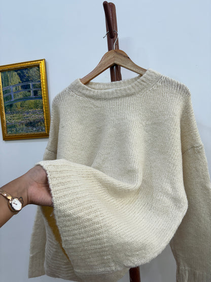 Creme Fuzzy Oversize Sweater