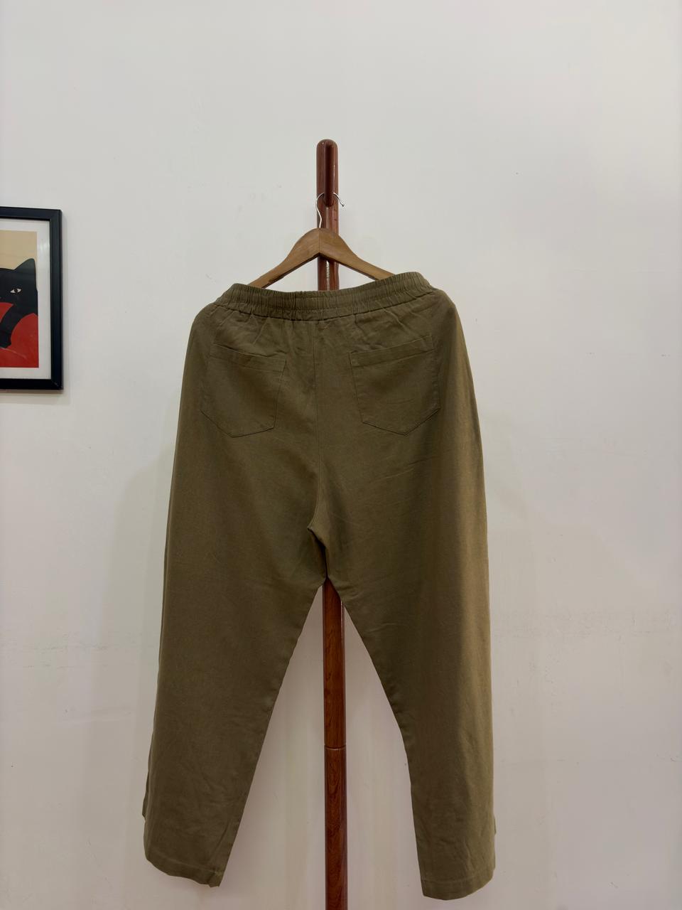 Green linen baggy trouser