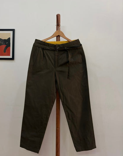 Dark Green 'RED GARMENT' Pleated Trouser with belt